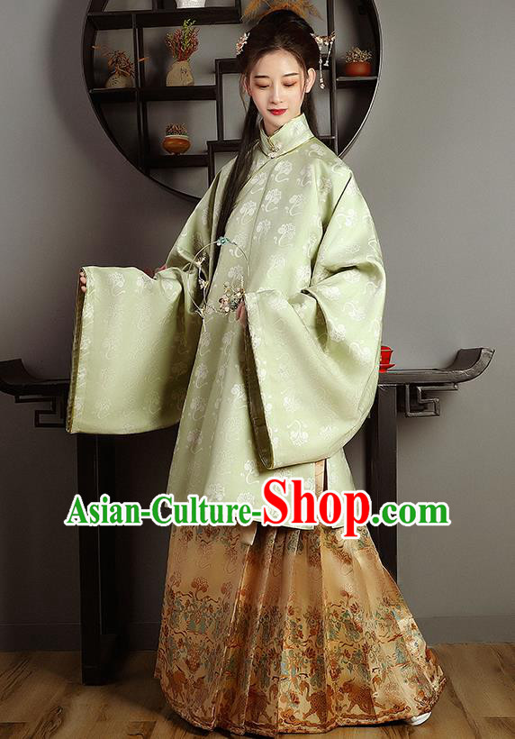 China Ancient Patrician Beauty Hanfu Dress Garment Traditional Ming Dynasty Aristocratic Lady Historical Costumes