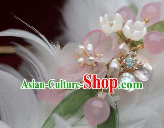 Chinese Handmade Shell Flowers Hair Stick Traditional Ancient Princess Pink Peach Blossom Hairpin