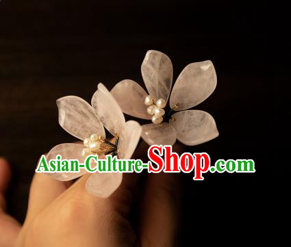 Chinese Handmade Ming Dynasty Princess Hair Stick Traditional Ancient Palace Lady Pink Mangnolia Hairpin