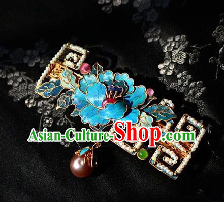 China Handmade Necklet Pendant Jewelry Traditional Qing Dynasty Cloisonne Peony Necklace Accessories