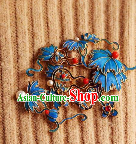 China Handmade Brooch Jewelry Traditional Qing Dynasty Grape Leaf Breastpin Accessories