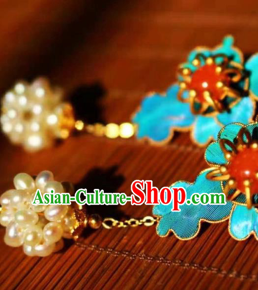 China Classical Pearls Ball Ear Jewelry Traditional Cheongsam Earrings