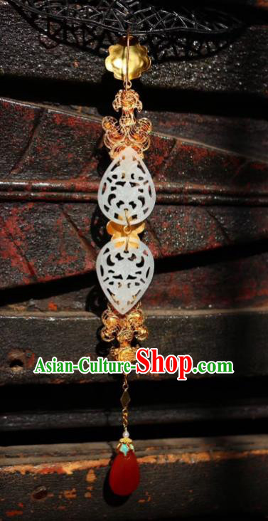 China Handmade Agate Brooch Jewelry Traditional Qing Dynasty Court Jade Pendant Accessories