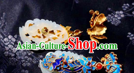 China Classical Cloisonne Ear Jewelry Traditional Cheongsam Jade Phoenix Earrings