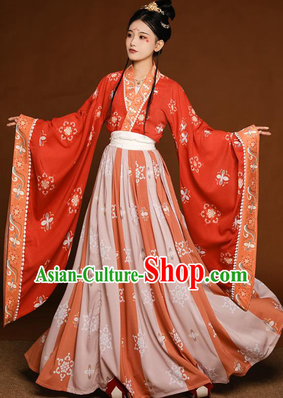 China Traditional Jin Dynasty Court Princess Historical Clothing Ancient Palace Beauty Hanfu Dress Costumes