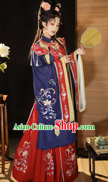 China Ancient Young Beauty Hanfu Dress Clothing Traditional Ming Dynasty Imperial Consort Historical Costumes