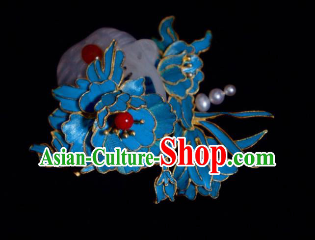 China Handmade Jade Brooch Accessories Traditional Qing Dynasty Cloisonne Peony Breastpin Jewelry