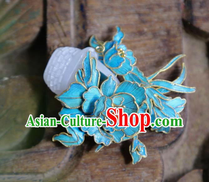 China Handmade Jade Brooch Accessories Traditional Qing Dynasty Cloisonne Peony Breastpin Jewelry
