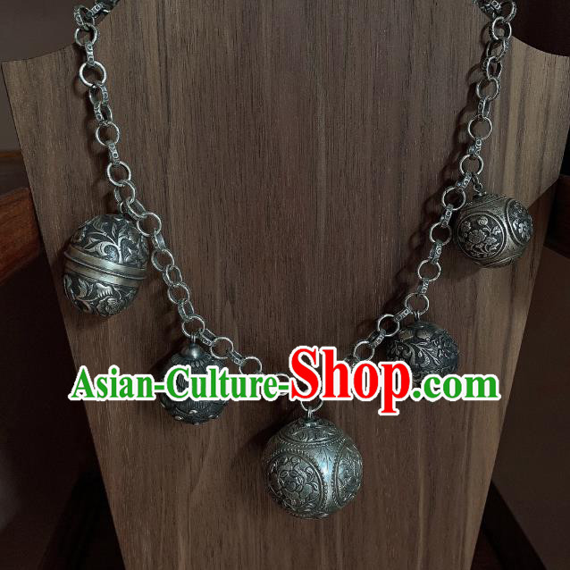 Handmade Chinese National Necklace Ethnic Silver Necklet Accessories