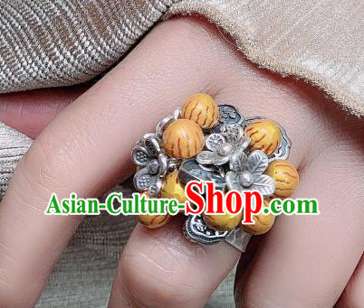 Chinese Handmade Silver Carving Ring National Circlet Jewelry
