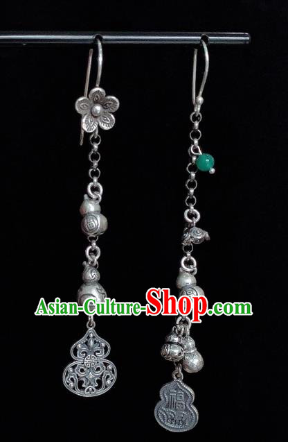 China National Silver Gourd Earrings Traditional Cheongsam Plum Blossom Ear Accessories