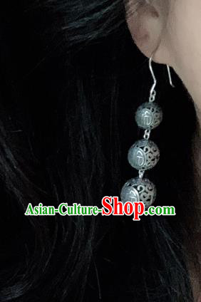 China Traditional Cheongsam Silver Ear Accessories National Retro Earrings