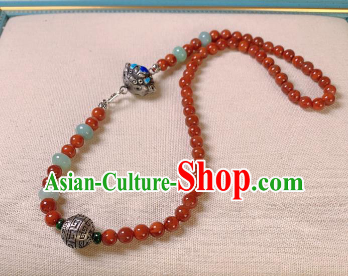 Handmade Chinese Agate Beads Necklet Accessories National Blueing Necklace