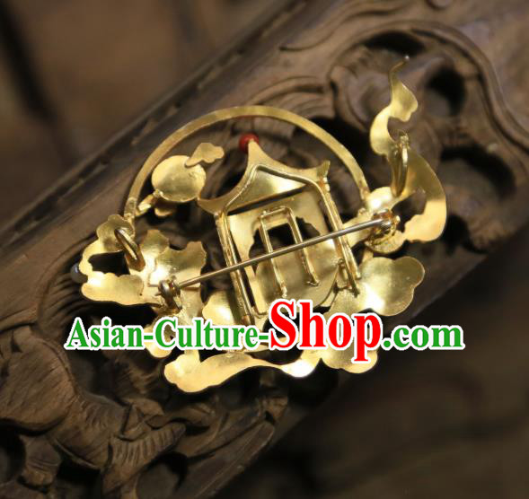 China Handmade Cloisonne Heavenly Palace Brooch Accessories Traditional Qing Dynasty Jadeite Breastpin Jewelry