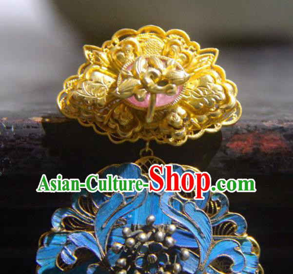 China Traditional Filigree Jewelry Necklace Accessories Qing Dynasty Cloisonne Peony Necklet Pendant