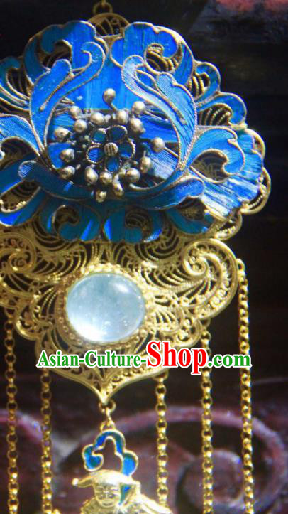 China Traditional Filigree Jewelry Necklace Accessories Qing Dynasty Cloisonne Peony Necklet Pendant
