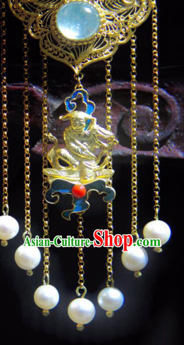China Traditional Filigree Jewelry Necklace Accessories Qing Dynasty Cloisonne Peony Necklet Pendant