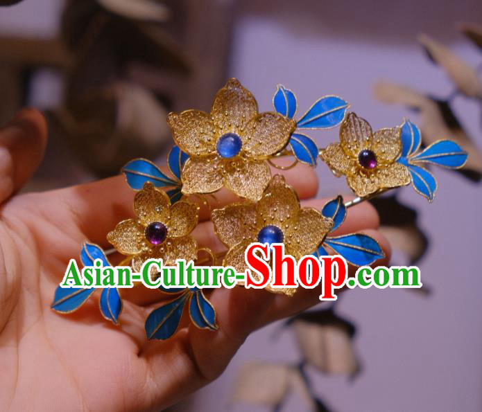 Chinese Traditional Filigree Flowers Hair Crown Hair Jewelry Ancient Qing Dynasty Empress Hairpin