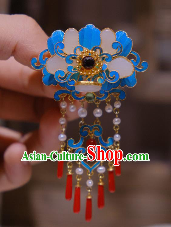 China Traditional Cheongsam Agate Tassel Breastpin Jewelry Handmade Jade Brooch Accessories