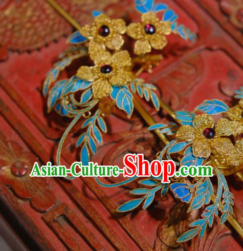 Chinese Traditional Hair Jewelry Ancient Ming Dynasty Empress Hairpin Filigree Flowers Hair Stick