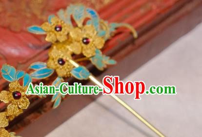 Chinese Traditional Hair Jewelry Ancient Ming Dynasty Empress Hairpin Filigree Flowers Hair Stick
