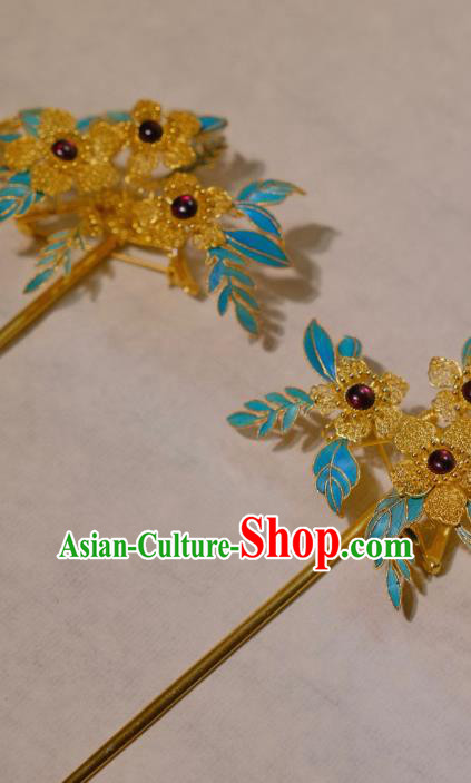 Chinese Traditional Hair Jewelry Ancient Ming Dynasty Empress Hairpin Filigree Flowers Hair Stick
