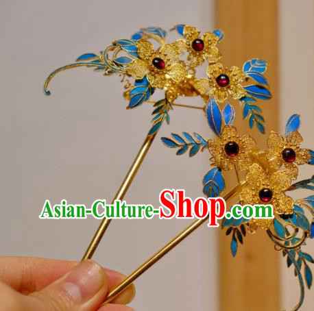 Chinese Traditional Hair Jewelry Ancient Ming Dynasty Empress Hairpin Filigree Flowers Hair Stick