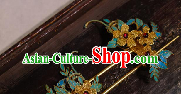 Chinese Traditional Hair Jewelry Ancient Ming Dynasty Empress Hairpin Filigree Flowers Hair Stick