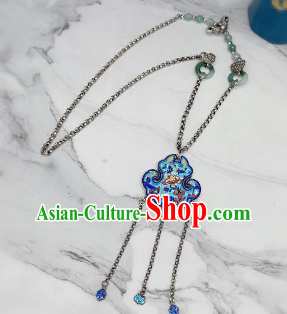 Handmade Chinese Wedding Blueing Necklace National Silver Tassel Necklet Accessories