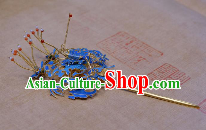 Chinese Handmade Cloisonne Hairpin Ancient Qing Dynasty Empress Filigree Hair Stick Traditional Hair Jewelry