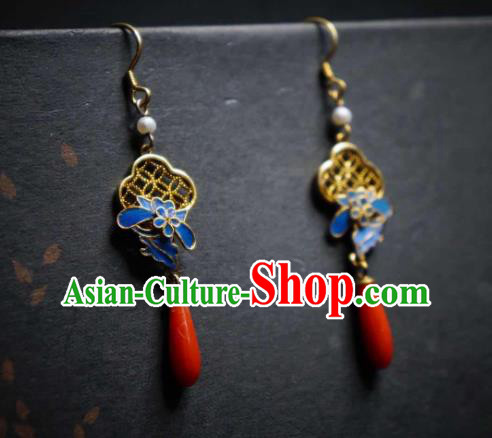 Chinese Cheongsam Filigree Ear Accessories Traditional Culture Jewelry Agate Earrings