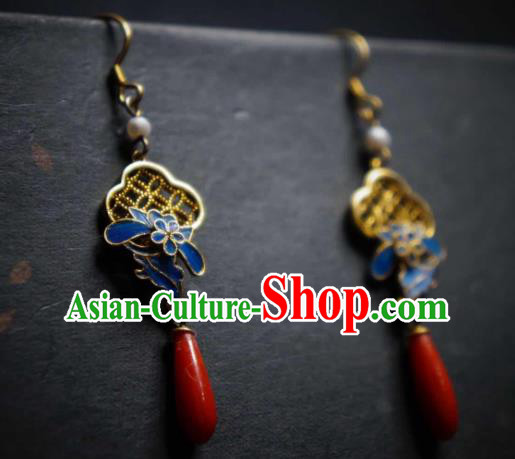 Chinese Cheongsam Filigree Ear Accessories Traditional Culture Jewelry Agate Earrings