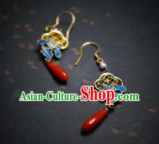 Chinese Cheongsam Filigree Ear Accessories Traditional Culture Jewelry Agate Earrings