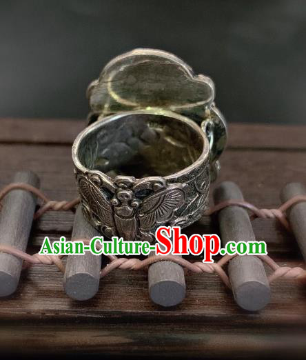 Chinese Handmade Jadeite Ring National Silver Jewelry Circlet