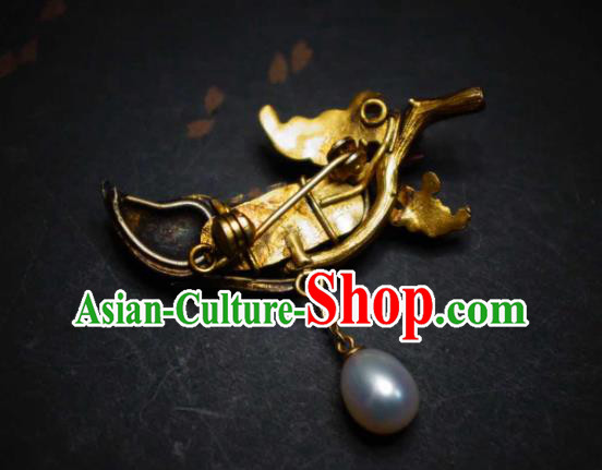 China Traditional Cheongsam Pearl Breastpin Jewelry Handmade Butterfly Brooch Accessories