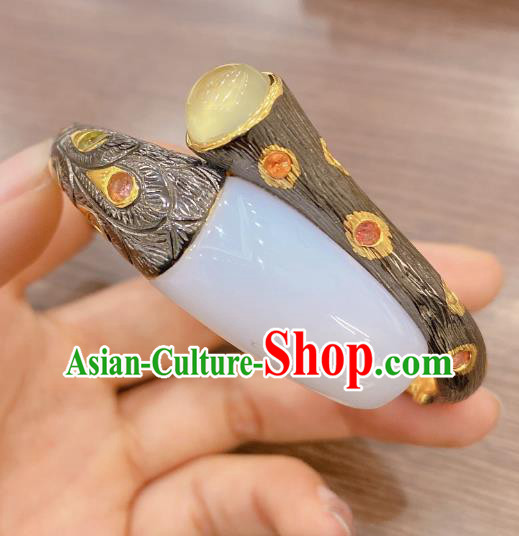 Handmade Chinese National Bracelet Traditional Hetian Jade Wristlet Accessories