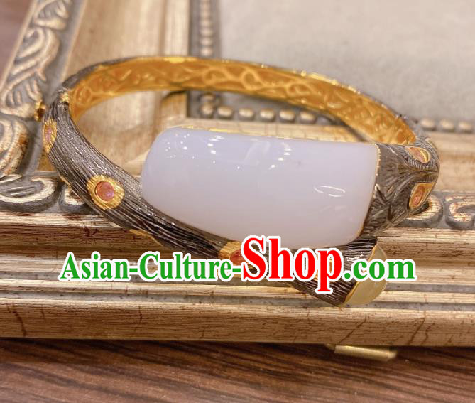 Handmade Chinese National Bracelet Traditional Hetian Jade Wristlet Accessories