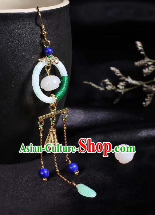 China Traditional Jade Ear Accessories Classical Cheongsam Tassel Earrings
