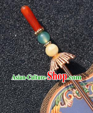 China Traditional Hair Accessories Classical Ming Dynasty Hairpin Hanfu Agate Hair Stick