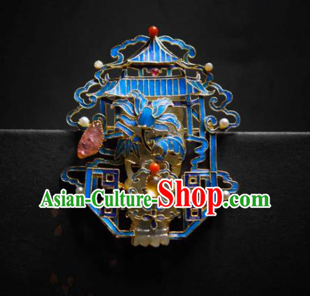 China Handmade Brooch Traditional Cheongsam Cloisonne Breastpin Jewelry Jade Accessories