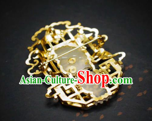 China Handmade Brooch Traditional Cheongsam Cloisonne Breastpin Jewelry Jade Accessories