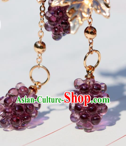 Chinese Handmade Ear Accessories Traditional Song Dynasty Palace Lady Grape Earrings