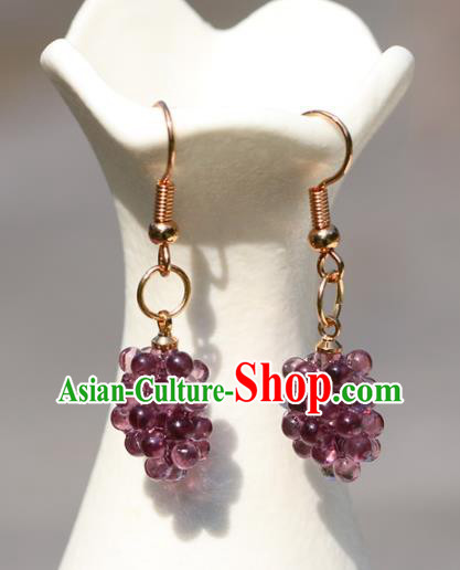 Chinese Handmade Ear Accessories Traditional Song Dynasty Palace Lady Grape Earrings