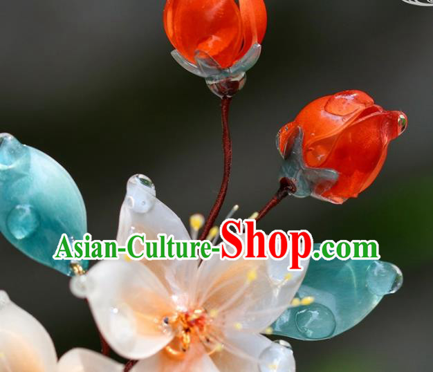 China Traditional Ming Dynasty Hairpin Classical Hair Accessories Hanfu Peach Blossom Hair Stick