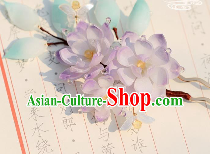 China Traditional Song Dynasty Princess Hairpin Classical Hair Accessories Hanfu Lilac Flowers Hair Stick