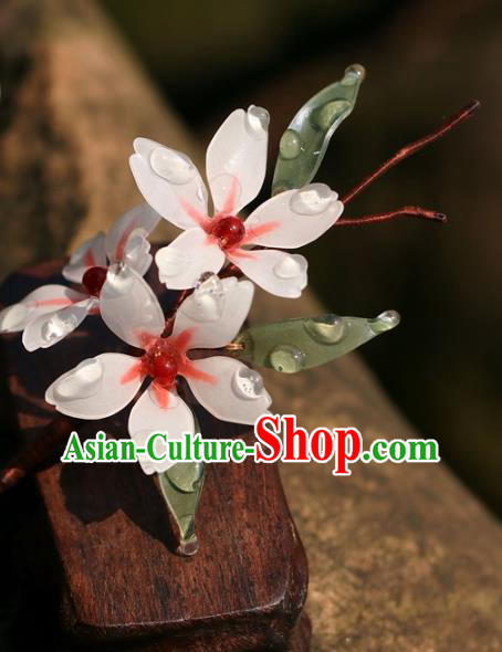China Classical Hair Accessories Hanfu Pink Mangnolia Hair Stick Traditional Song Dynasty Princess Hairpin