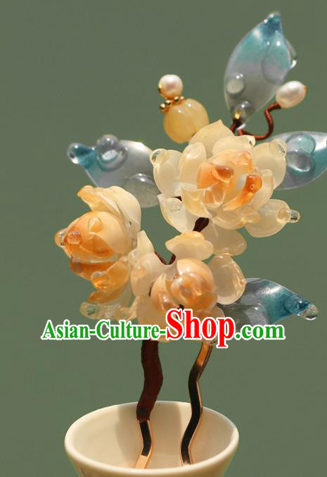 China Hanfu Begonia Hair Stick Classical Hair Accessories Traditional Ming Dynasty Princess Hairpin