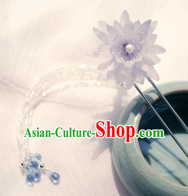 China Classical Hair Accessories Traditional Song Dynasty Princess Lilac Epiphyllum Hairpin Hanfu Beads Tassel Hair Stick