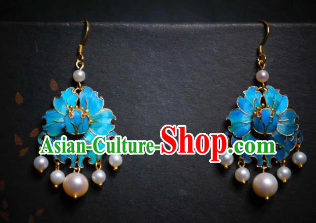 Handmade Chinese Qing Dynasty Court Earrings Cheongsam Ear Accessories Traditional Culture Jewelry