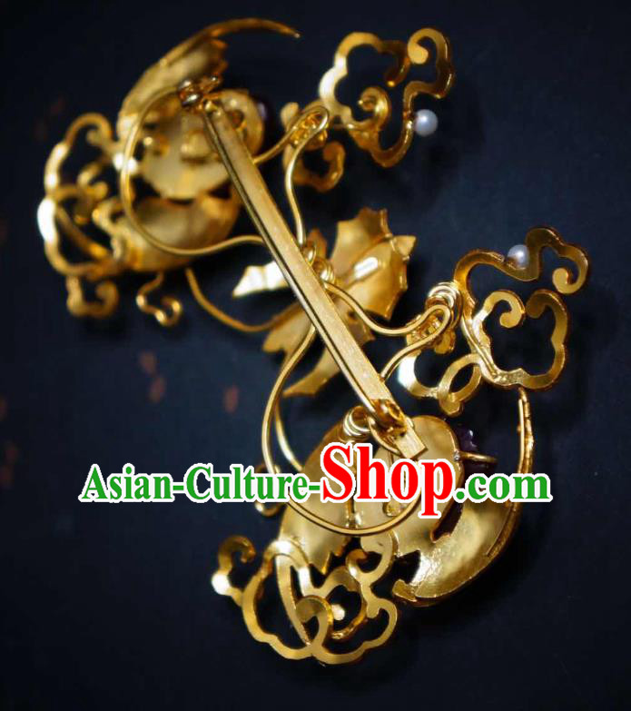 China Handmade Blueing Cranes Brooch Traditional Cheongsam Breastpin Jewelry Agate Accessories